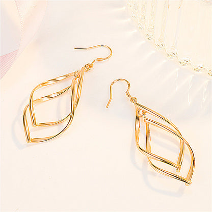 Simple Cross-border Accessories Gold-plated Double Ring Buckle Earrings-Jewearrings