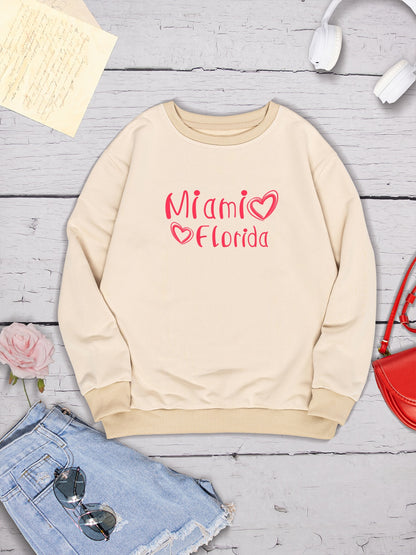 MIAMI FLORIDA Round Neck Dropped Shoulder Sweatshirt-Jewearrings