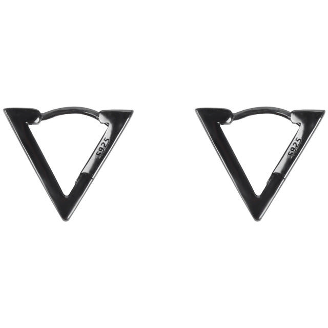 Men's Clip-on Triangle Sterling Silver Earrings-Jewearrings