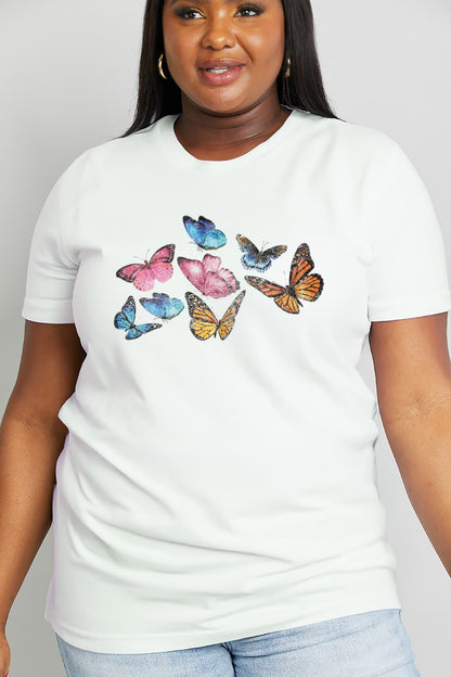 Simply Love Full Size Butterfly Graphic Cotton Tee-Jewearrings