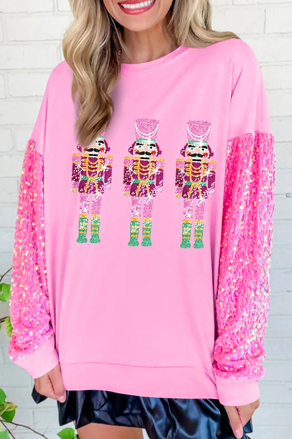 Sequin Nutcracker Round Neck Sweatshirt-Jewearrings