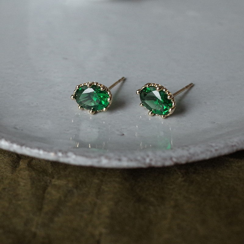 Emerald Zircon Set Earrings-Jewearrings