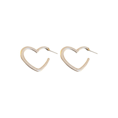 Silver Needle Green Love Hoop Earrings Fashion Retro-Jewearrings