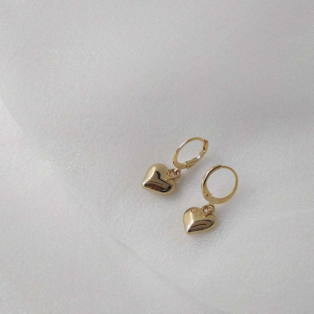 Women's Heart Plated 14K Real Gold Earrings-Jewearrings