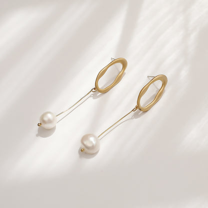 Water Pearl Earrings, Simple And Thin Earrings-Jewearrings