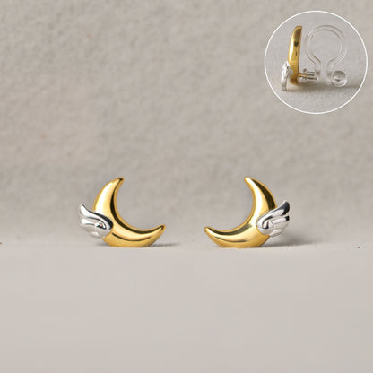 S925 Silver Dreams Come True Moon Wing Stud Earrings-Jewearrings