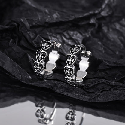 S925 Sterling Silver Retro Love Cross Earrings-Jewearrings