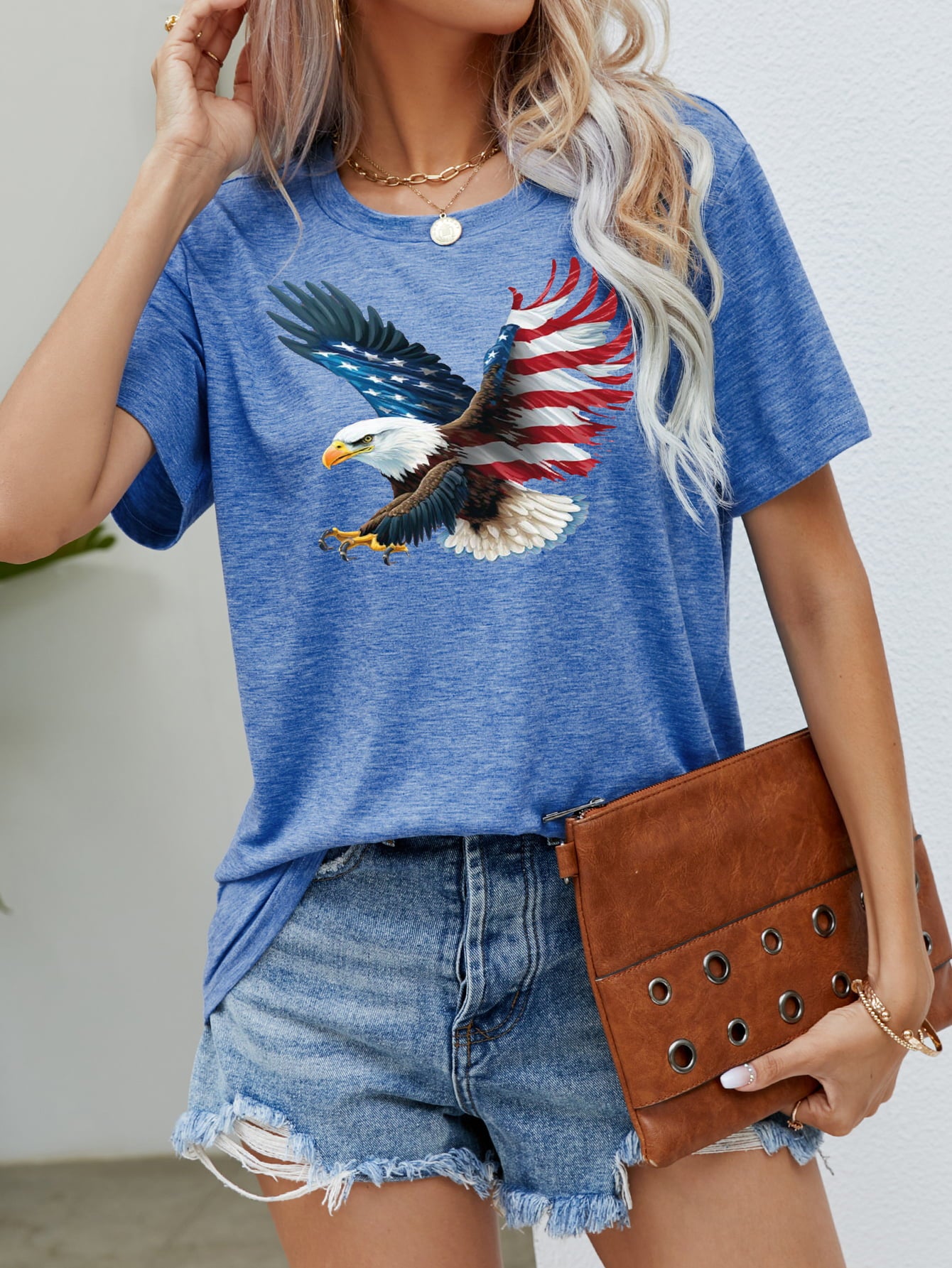 US Flag Eagle Graphic Tee-Jewearrings