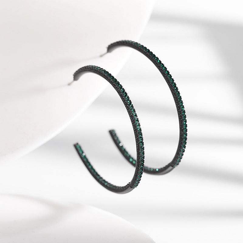 Ladies Silver Needle Niche Temperament Geometric Hoop Earrings-Jewearrings