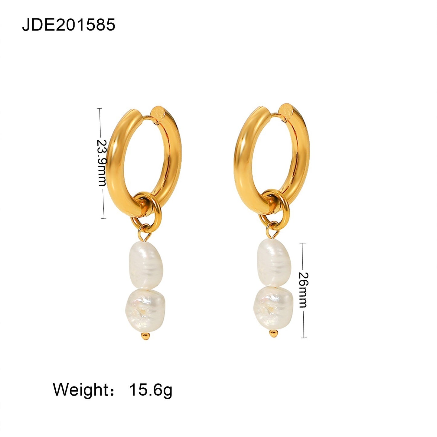 Women's 18K Gold Stainless Steel Fashion Pearl Earrings-Jewearrings