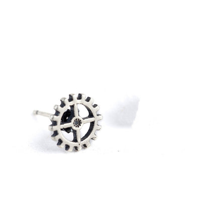 Sterling Silver Punk Steam Rock Gear Earrings-Jewearrings