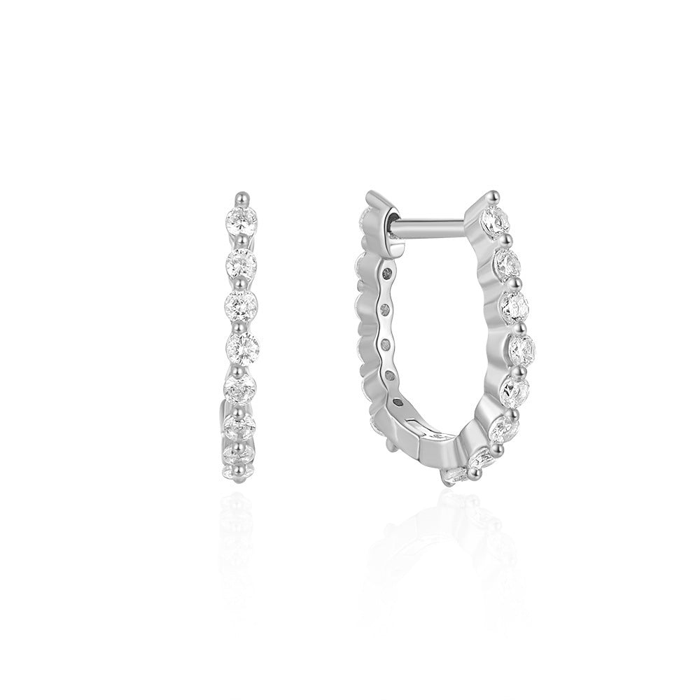 Women's S925 Sterling Silver Geometric Zircon Rhinestone Earrings-Jewearrings