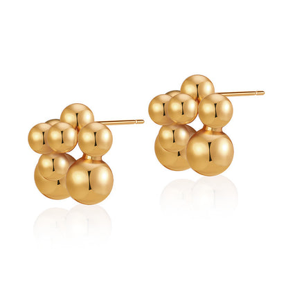 Irregular Small Golden Balls Stud Earrings Silver Needle-Jewearrings