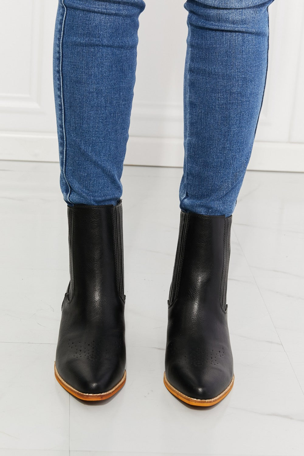 MMShoes Love the Journey Stacked Heel Chelsea Boot in Black-Jewearrings