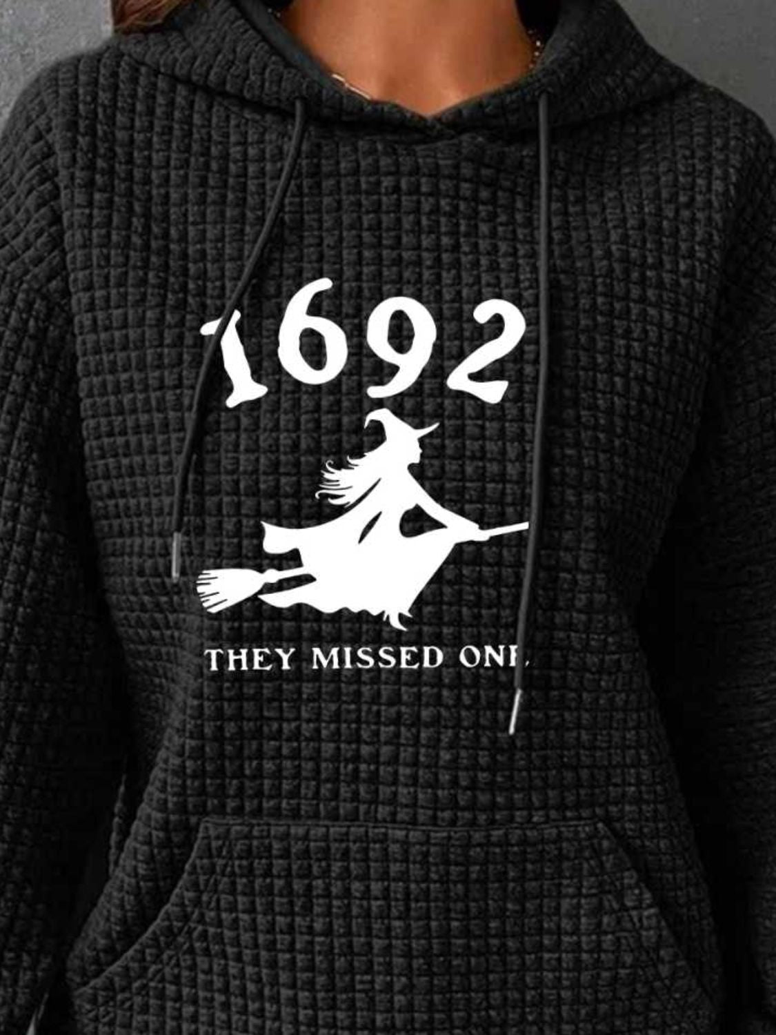 1962 THEY MISSED ONE Graphic Hoodie with Front Pocket-Jewearrings