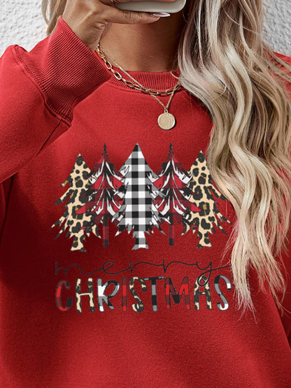 MERRY CHRISTMAS Round Neck Long Sleeve Sweatshirt-Jewearrings