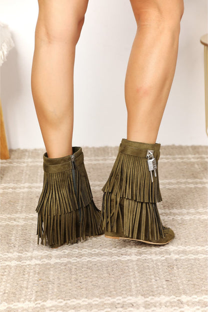 Legend Women's Tassel Wedge Heel Ankle Booties-Jewearrings