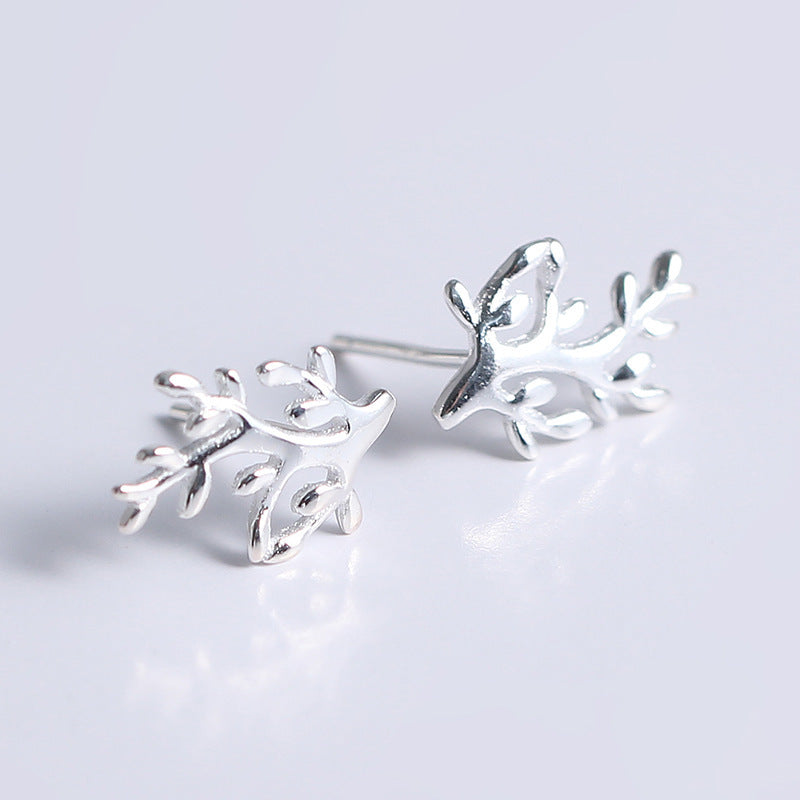 Women's Temperament Fashion Silver Tree Stud Earrings-Jewearrings