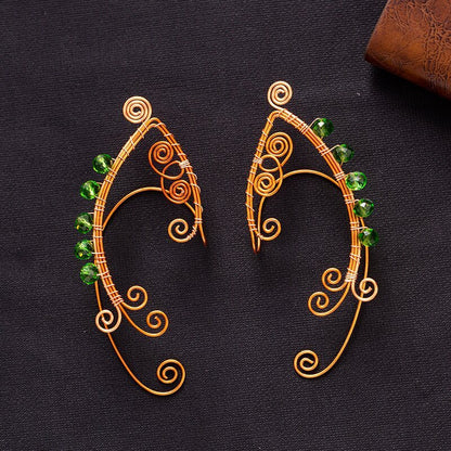 New Non-piercing Ear Clip Ear Hanging Elf Earrings Amazon AliExpress Vintage Green-Jewearrings