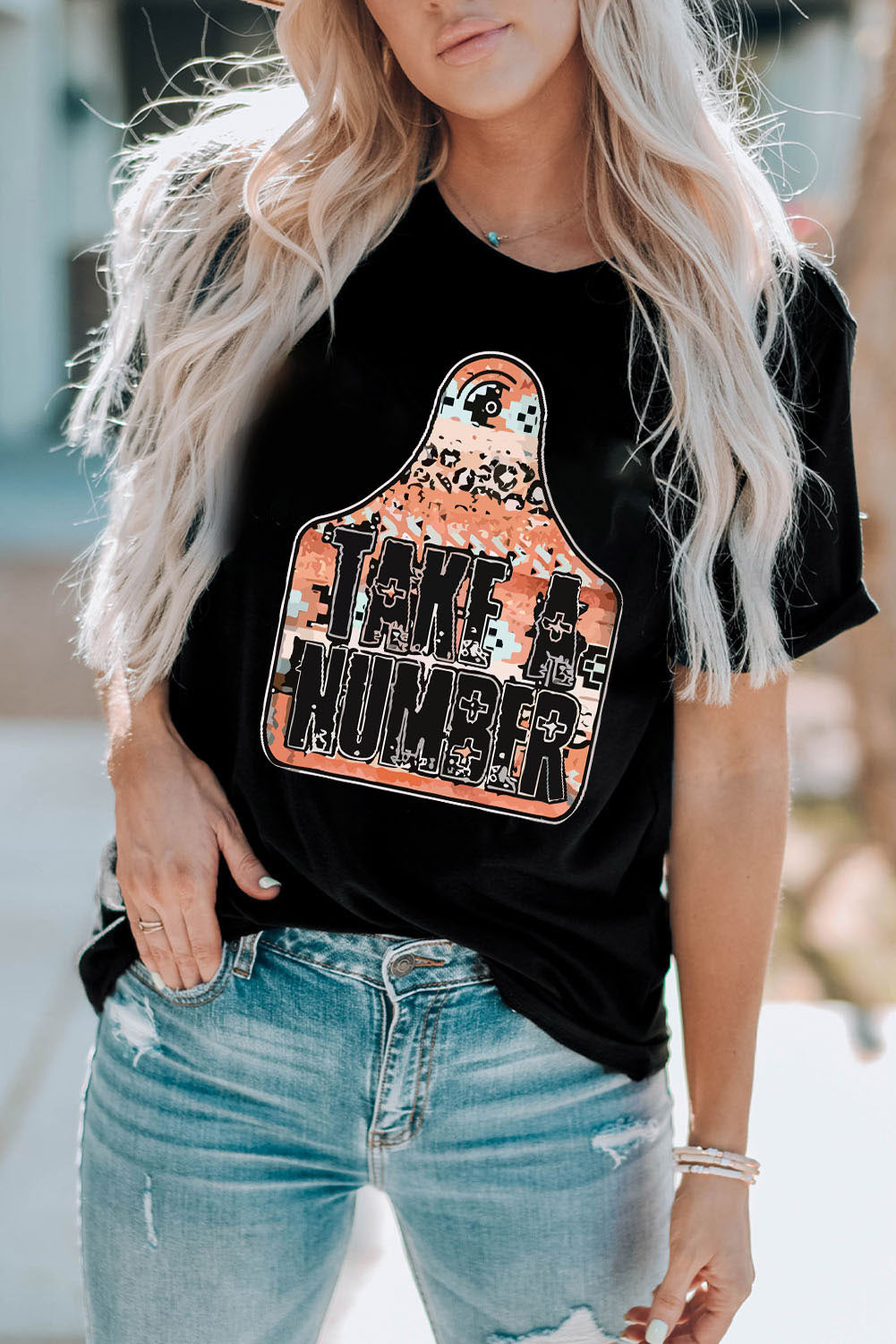 TAKE A NUMBER Graphic Tee-Jewearrings