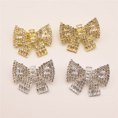 Three-dimensional Bow Sparkling Crystal Exaggerated Earrings-Jewearrings