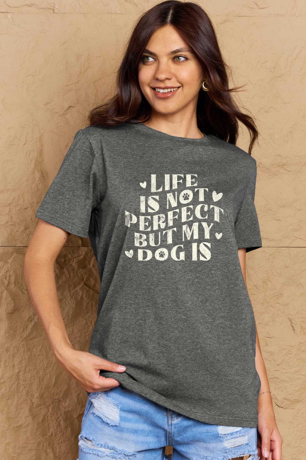 Simply Love Full Size Dog Slogan Graphic Cotton T-Shirt-Jewearrings