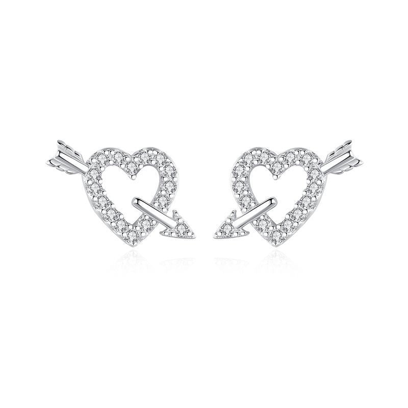 S925 Sterling Silver Love Cupid's Arrow Stud Earrings-Jewearrings