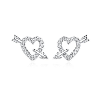 S925 Sterling Silver Love Cupid's Arrow Stud Earrings-Jewearrings