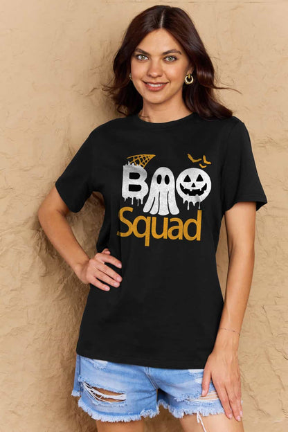 Simply Love Full Size BOO SQUAD Graphic Cotton T-Shirt-Jewearrings