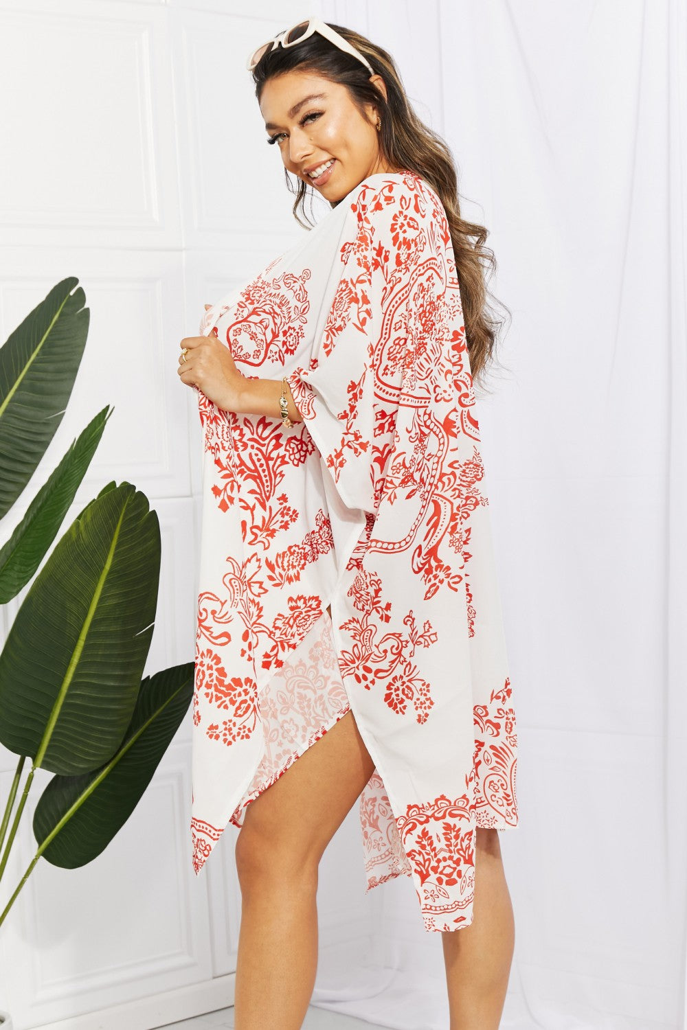 Floral Side Slit Cover Up-Jewearrings