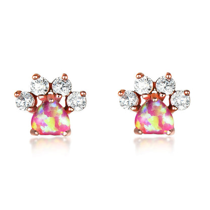 Cross-border Platform Small Paw Ladies Opal Earrings-Jewearrings