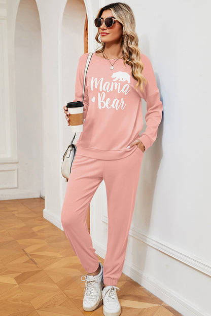 MAMA BEAR Graphic Sweatshirt and Sweatpants Set-Jewearrings