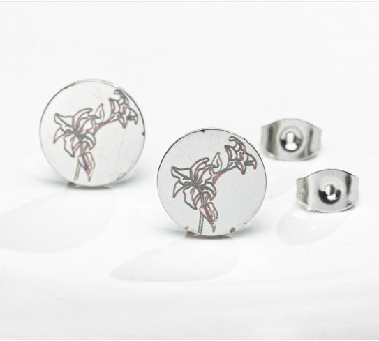 Fashion Animal Flower Etched Stud Earrings-Jewearrings