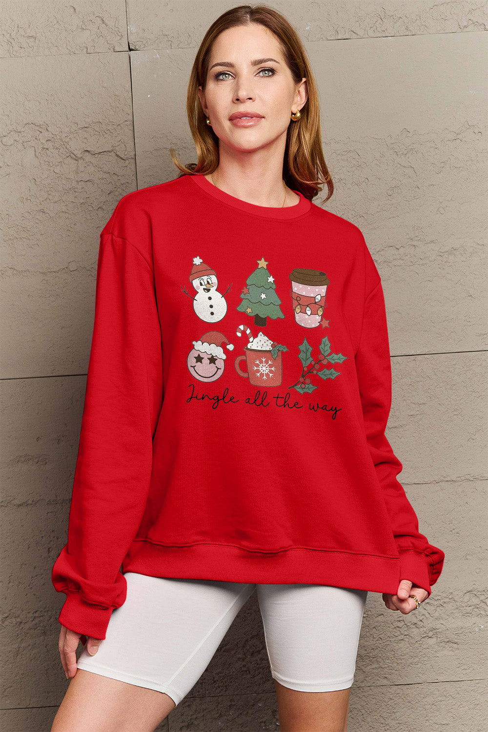 Simply Love Full Size JINGLE ALL THE WAY Long Sleeve Sweatshirt-Jewearrings