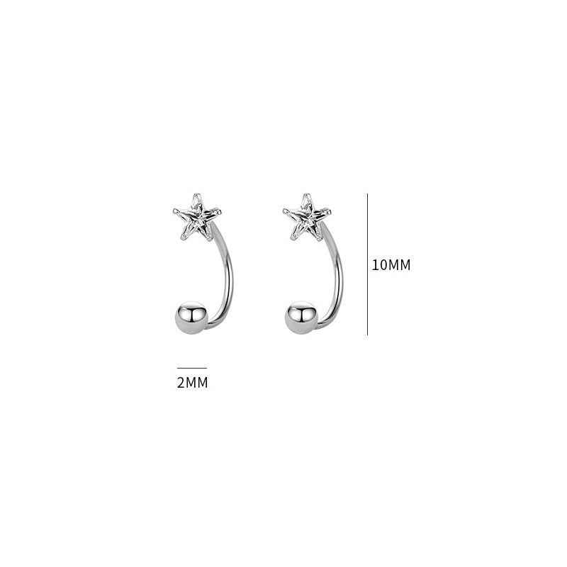 Special-interest Design Minimalist Star Sterling Silver Stud Earrings-Jewearrings