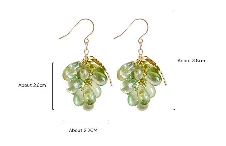 Qingti Premium Green Grape Glass Vintage Style Earrings 925 Sterling Silver-Jewearrings