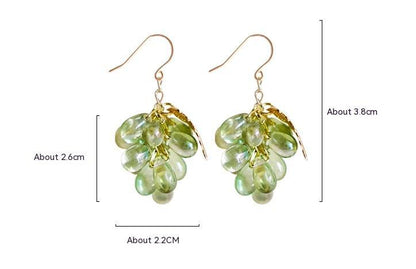 Qingti Premium Green Grape Glass Vintage Style Earrings 925 Sterling Silver-Jewearrings