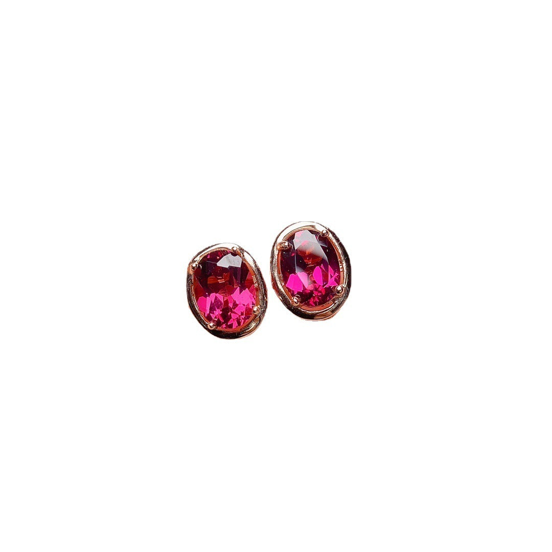 Women's S925 Silver Natural Stone Stud Earrings-Jewearrings