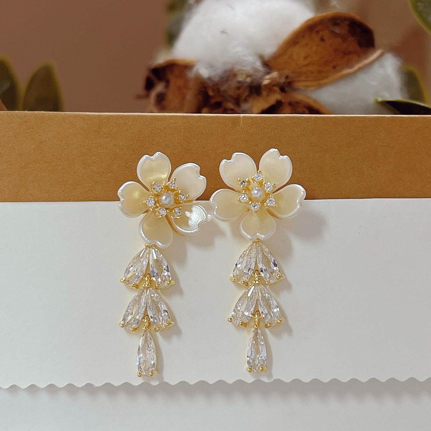 Art And Fashion 3D Petal Tassel Earrings S925 Silver Needle-Jewearrings