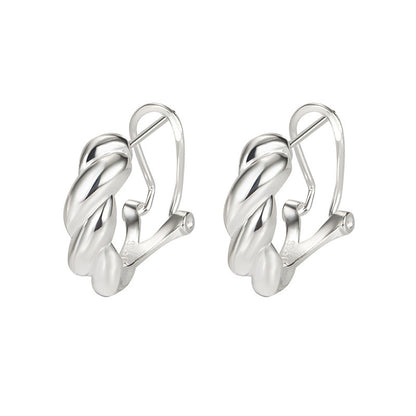 S925 Sterling Silver Stud Earrings Wave Line Pattern-Jewearrings