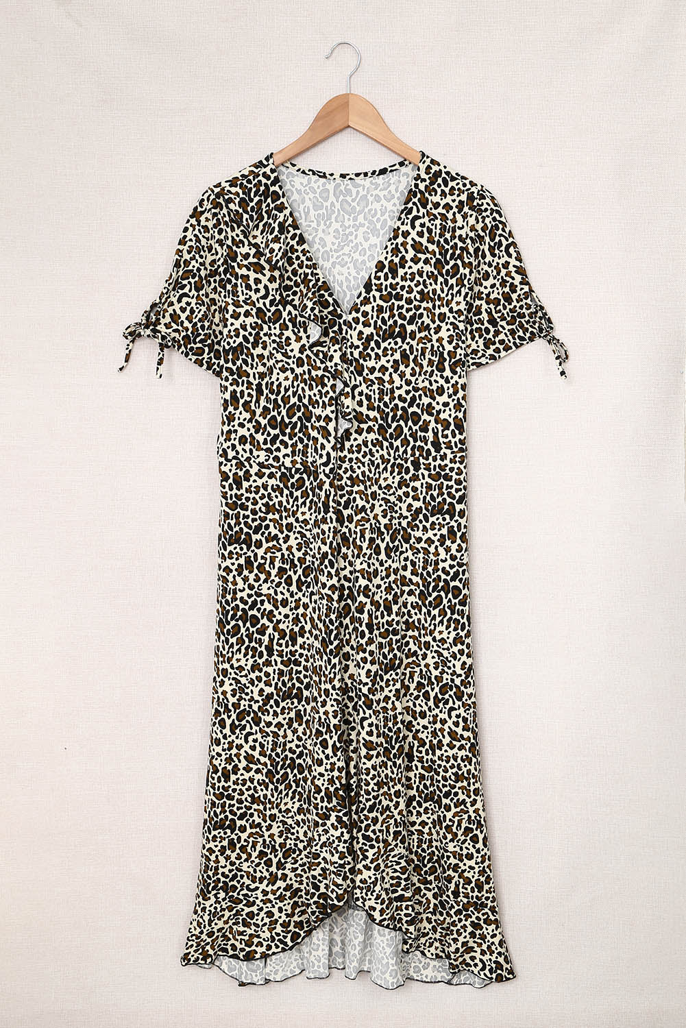 Plus Size Leopard Print Ruffled Midi Dress-Jewearrings