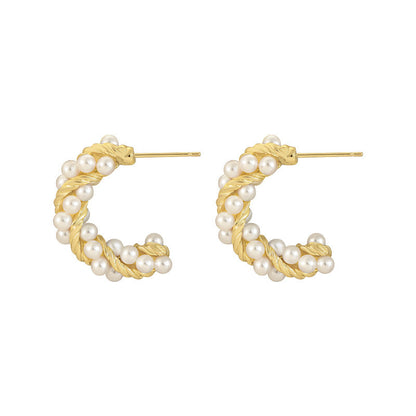 Vintage Pearl Earrings Ins Simple Personality Earrings-Jewearrings