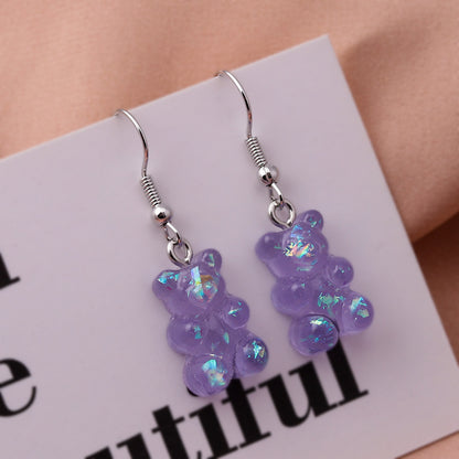 New Fashion Sequins Resin Gummy Bear Dangle Earrings For Women-Jewearrings