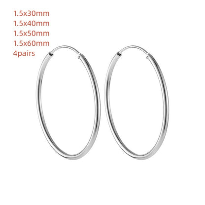 Simple Fashion Personality Circle Shape Light Body S925 Sterling Silver Ear Hoop Earrings-Jewearrings