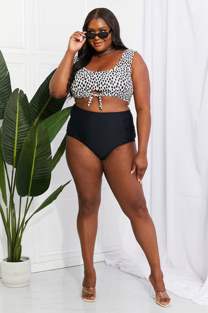 Marina West Swim Sanibel Crop Swim Top and Ruched Bottoms Set in Black-Jewearrings