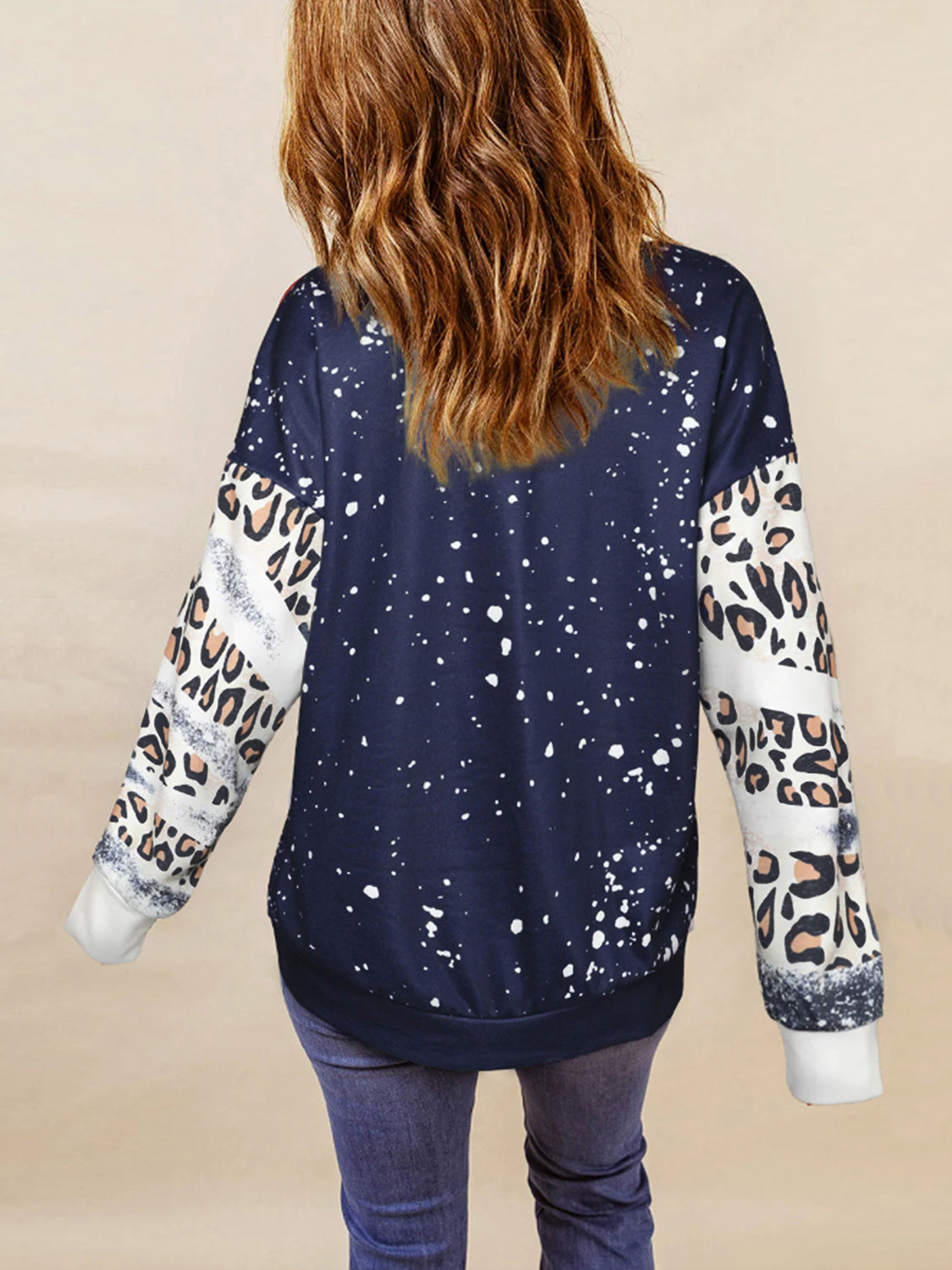 Plus Size MERRY CHRISTMAS Graphic Leopard Sweatshirt-Jewearrings