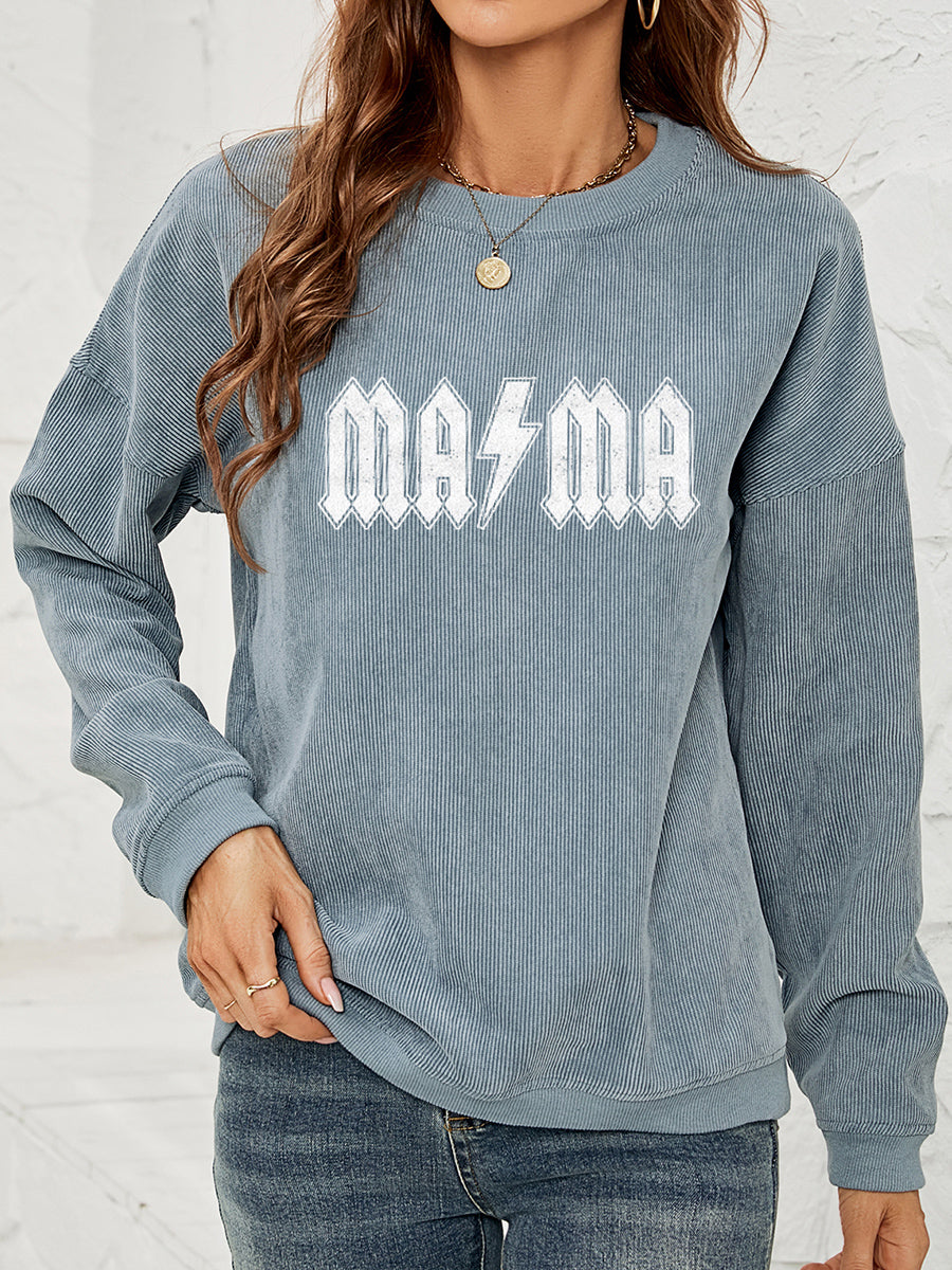 MAMA Graphic Dropped Shoulder Sweatshirt-Jewearrings