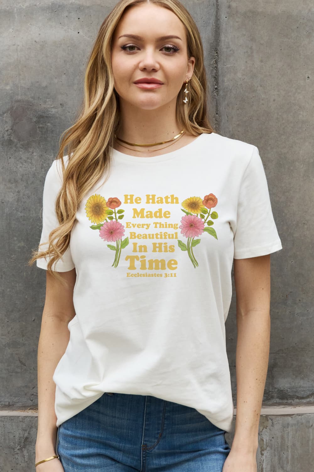 Simply Love Full Size HE HATH MADE EVERY THING BEAUTIFUL IN HIS TIME ECCLESIATES 3:11 Graphic Cotton Tee-Jewearrings