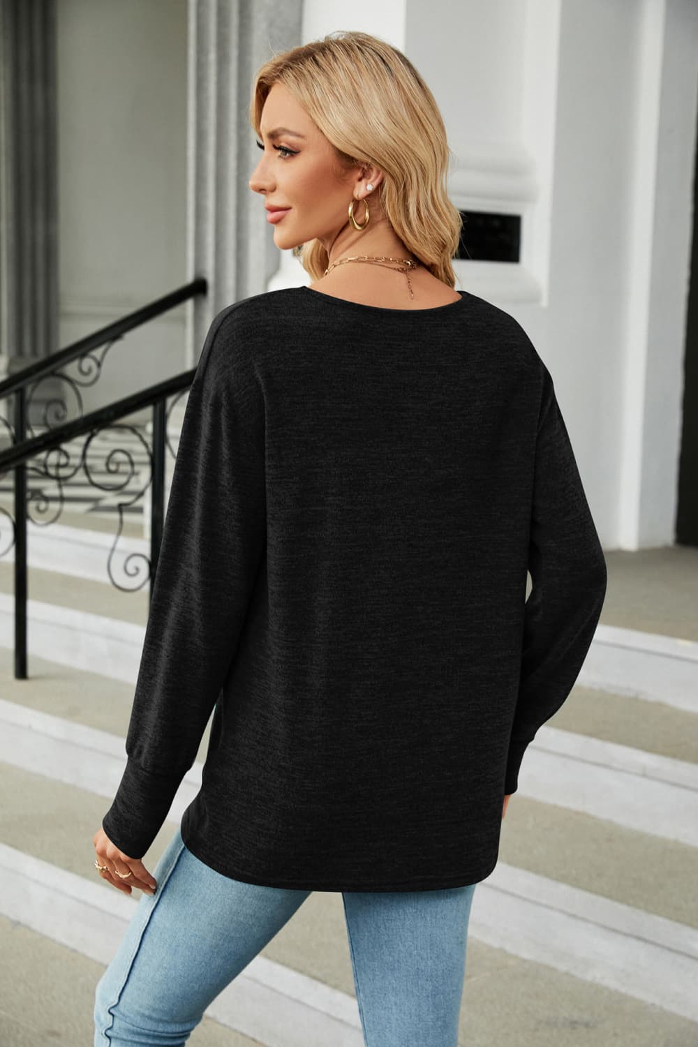 V-Neck Long Sleeve T-Shirt-Jewearrings