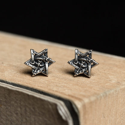 Sterling Silver Vintage Earrings With Six Stars-Jewearrings